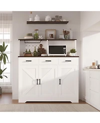 gaomon Farmhouse Sideboard Buffet with Microwave Stand,Varied Storage with Drawers