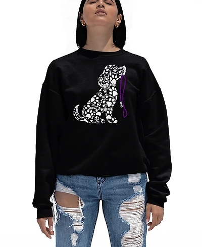 La Pop Art Women's Dog Leash Word Crewneck Sweatshirt
