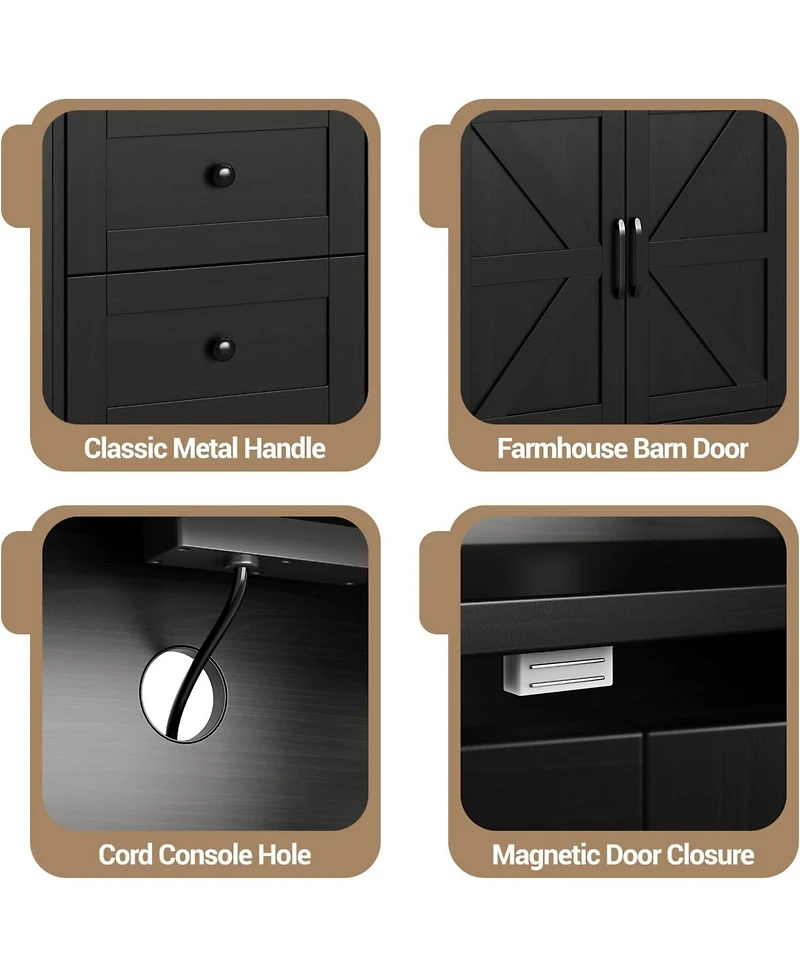 gaomon Buffet Cabinet with Storage, Modern Farmhouse Sideboard Storage Cabinet with Power Outlet