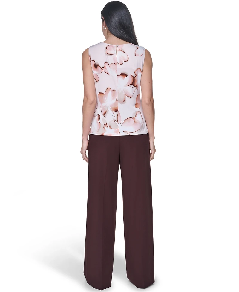 Calvin Klein Women's Pleated Crewneck Sleeveless Top