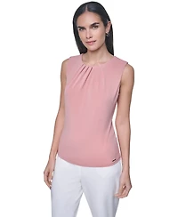 Calvin Klein Women's Pleated Crewneck Sleeveless Top