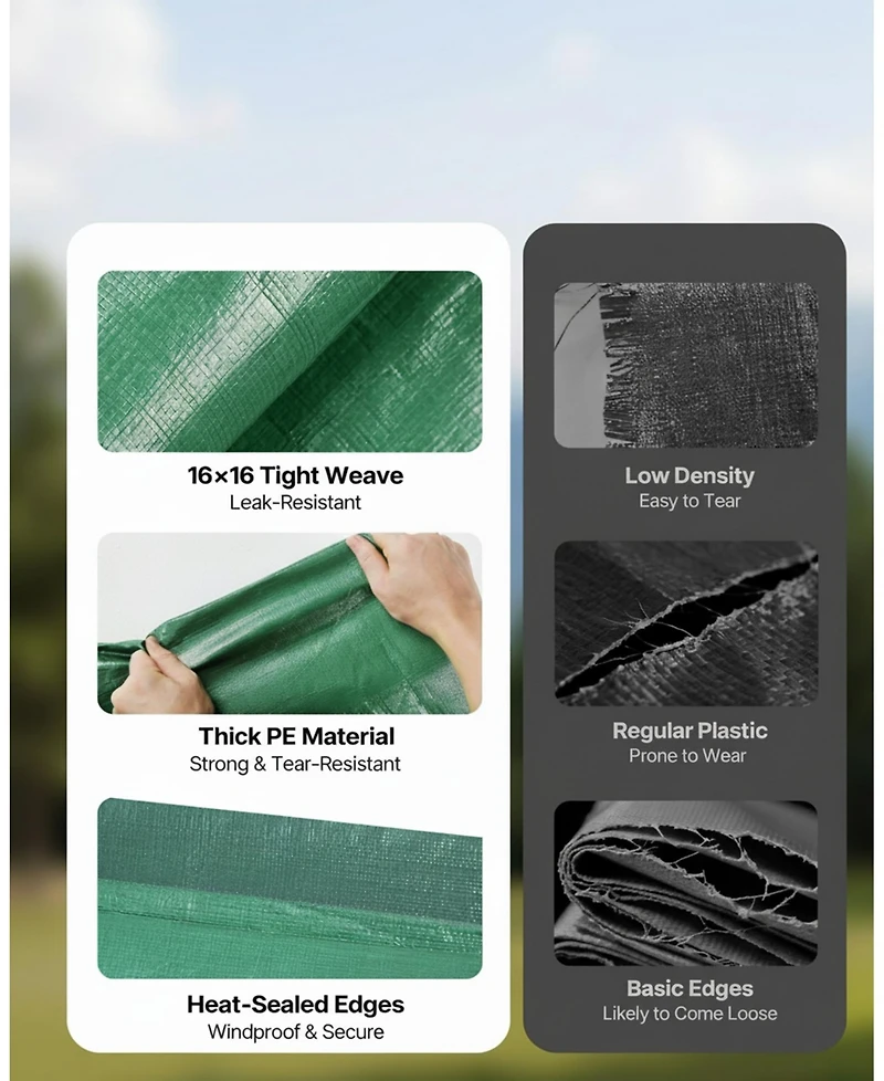 Gouun Carport Replacement Canopy Top 10x20 ft, Uv-Resistant Waterproof Car Shelter Tarp with Ball Bungees