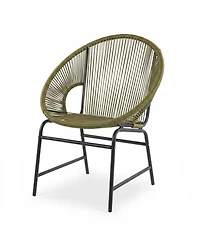 Rainsken Outdoor Wicker Chair Set of 2, Oval Silhouette Lounge Seats with Durable Pe Rattan and Sturdy Iron Frame for Porch, Patio and Poolside