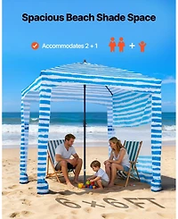 Mecale 6 x 6 Ft Beach Cabana with Side Wall and Upf 50+ Protection