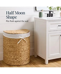 Best Choice Products Half Moon Laundry Hamper w/ Lid, Half Round Laundry Basket, w/ Removable Liner & Handles