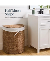 Best Choice Products Half Moon Laundry Hamper w/ Lid, Round Basket, Removable Liner & Handles