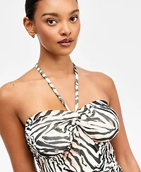 Bar Iii Women's Printed Asymmetric Mesh Midi Dress, Macy's Exclusive