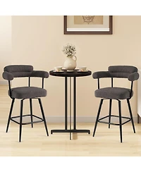 Sugift Swivel Bar Stool Set of 2 Counter Height Chairs with Curved Back and Arms