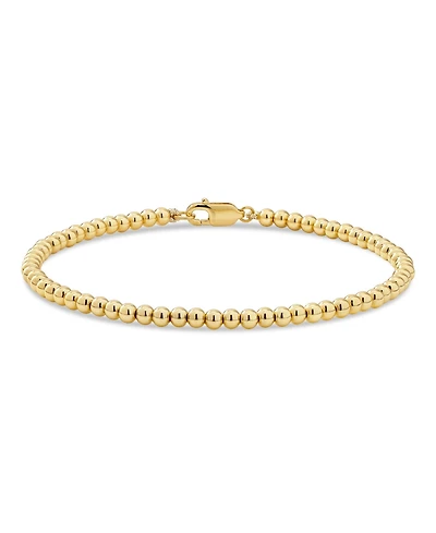 Devata 3mm Beaded Ball Chain Bracelet Gold Plated Sterling Silver,