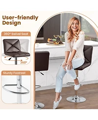 Sugift Pu Leather Upholstered Bar Stools Set of 2 with Back and Adjustable Height