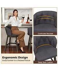 Sugift Counter Height Fabric Upholstered Bar Stools Set of 2