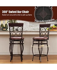 Sugift Set of 2 26 Inch Bar Stool with Backrest and Footrest
