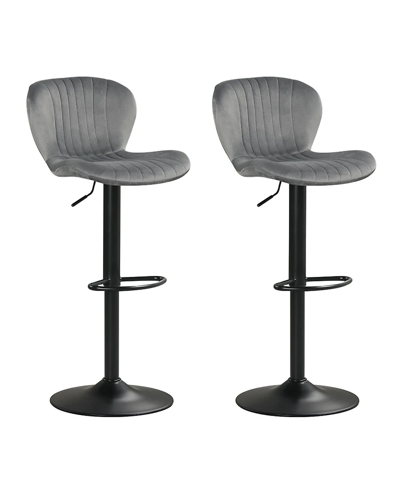Sugift Adjustable Counter Height Chairs Set of 2 with Velvet Upholstered Backrests