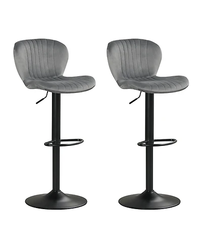 Sugift Adjustable Counter Height Chairs Set of 2 with Velvet Upholstered Backrests