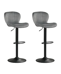 Sugift Adjustable Counter Height Chairs Set of 2 with Velvet Upholstered Backrests