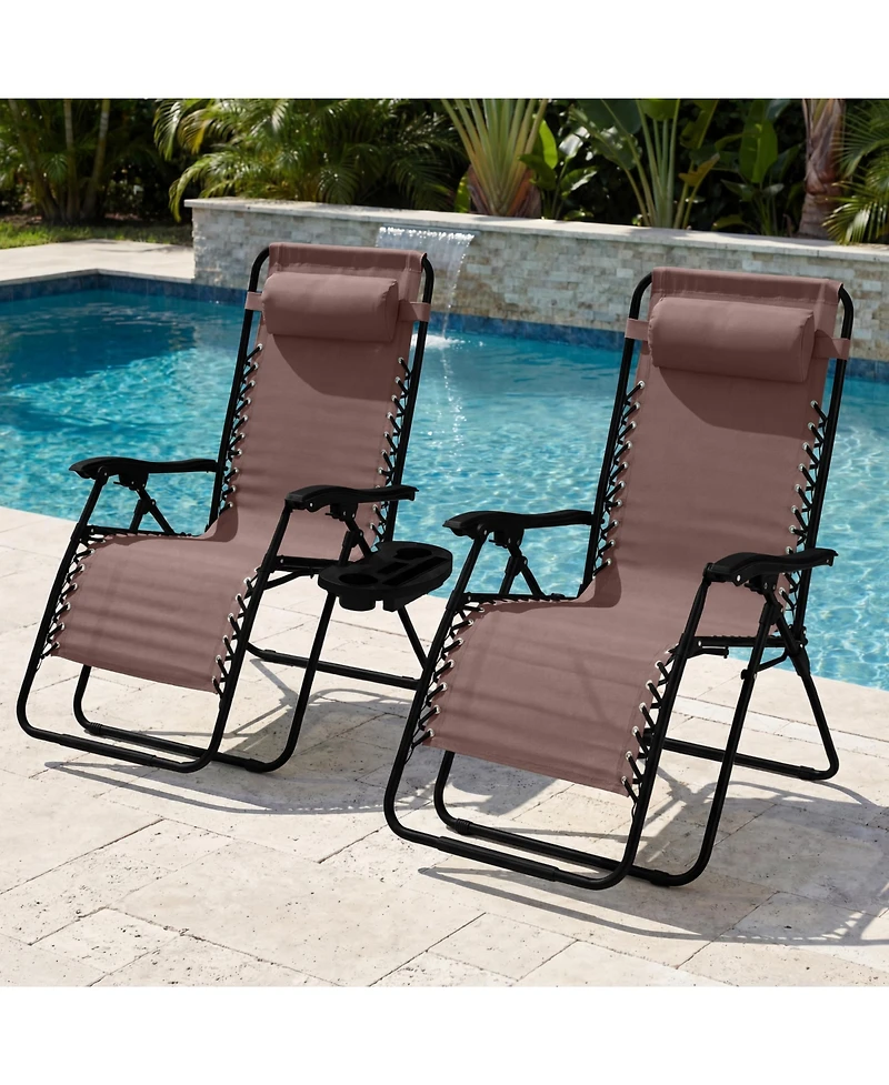 Best Choice Products Set of 2 Extra Wide Zero Gravity Lounge Chair Recliners w/ Cup Holder