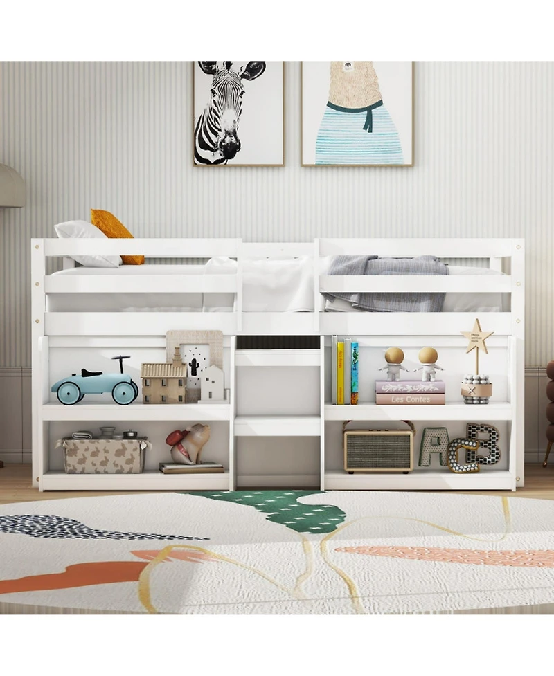 Gouun Loft Bed with Led Lights and Staircase