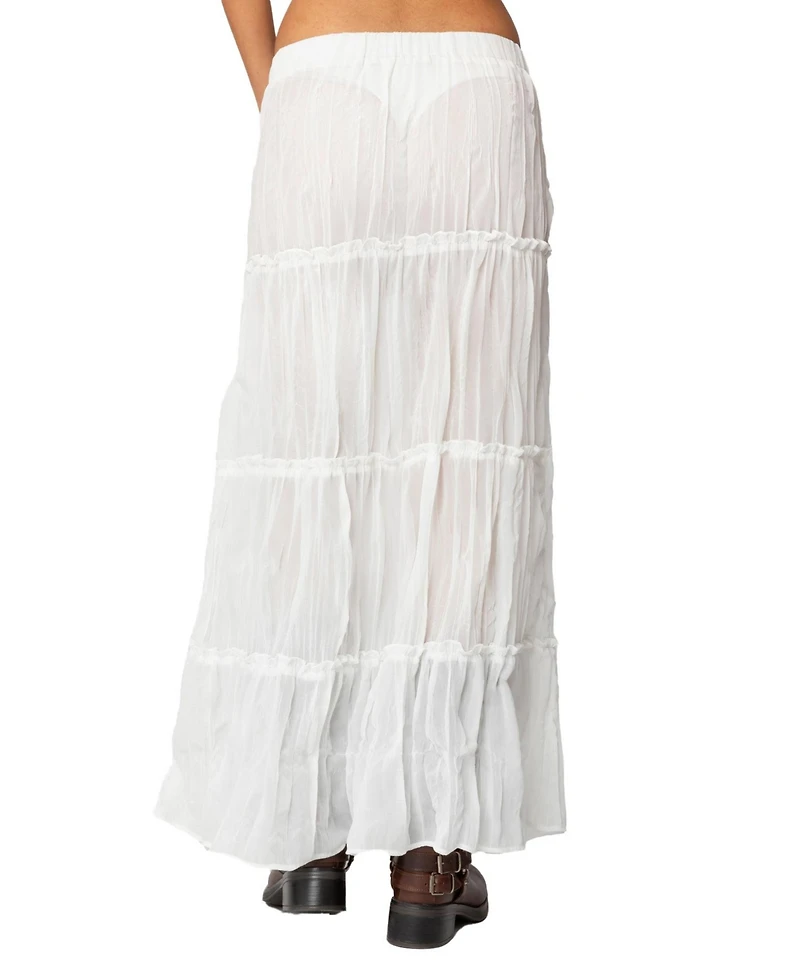 Edikted Women's Tai Embroidered Tiered Maxi Skirt