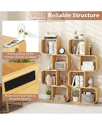 Sugift Four Tier S Shaped Bamboo Bookcase with Open Cubes