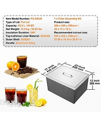 Mecale 22 x 17 x 12 Inch Drop-In Stainless Steel Ice Chest, 40 Qt with Lid