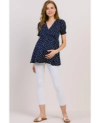 Hello Miz Maternity Floral Empire Waist Wrap Nursing Top