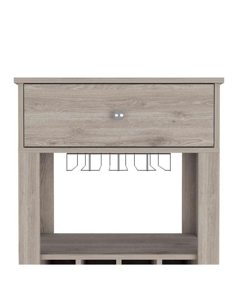 flynama Bar Cart with 12 Wine Cubbies, Glassware Storage and 2.2 Casters