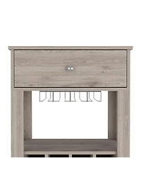 flynama Bar Cart with 12 Wine Cubbies, Glassware Storage and 2.2 Casters