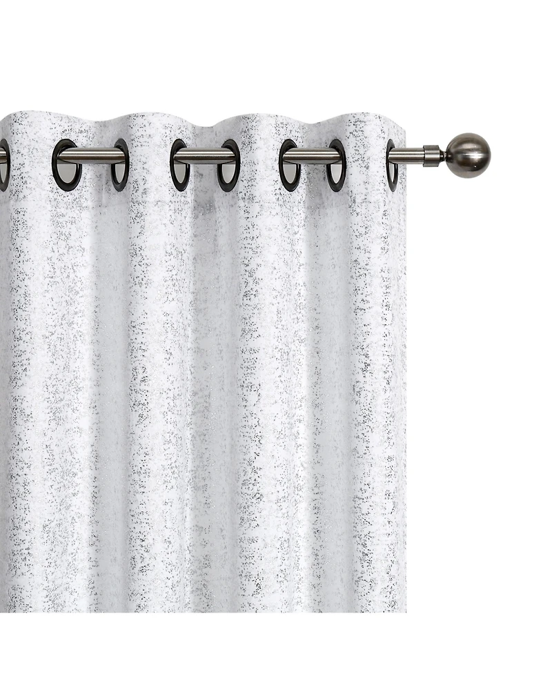 Kate Aurora 2 Piece Sadie Metallic Sparkle Grommet Top Room Darkening Curtain Panels
