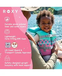 Roxy Infant Life Vest Uscg Approved with Quick-Release Buckles and Leg Strap, Upright Flotation for Fishing, Boating and Kayaking