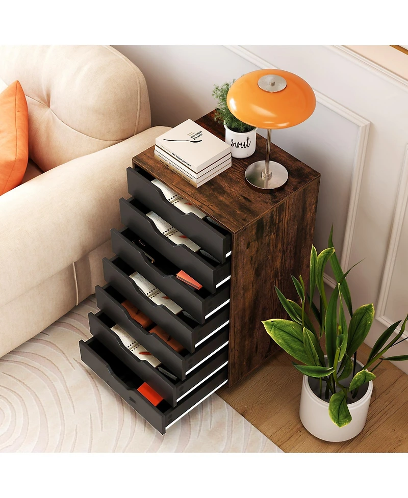 Slickblue Wooden 7-Drawer Chest with Lockable Wheels for Storage