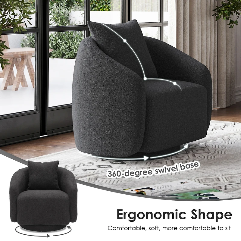 Boyel Living Swivel Barrel Chair Velvet Accent Armchair 360 Degree Club for Room Bedroom Reception