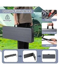 Sugift 6 Feet Folding Hdpe Bench with 1320 Lbs Capacity and Handle Lock