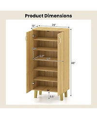 Sugift 6-Tier Modern Freestanding Wooden Shoe Cabinet with Doors and Removable Shelves