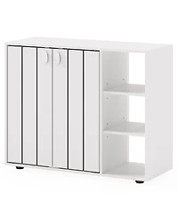 Sugift 3-Tier Shoe Cabinet with Doors with Adjustable Open Shelves for Entryway