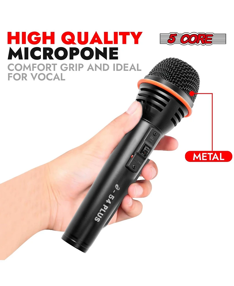 5 Core Microphone 3Pc Dynamic Vocal Handheld Mic Cardioid Singing Karaok Microfono w On Off Switch