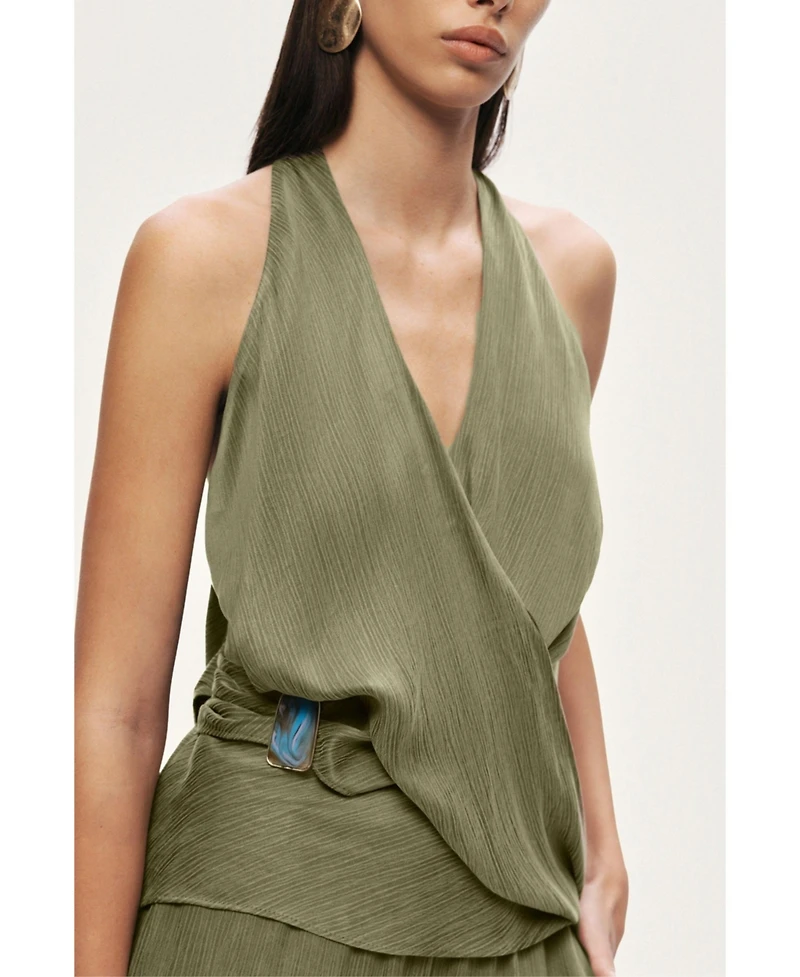 Nocturne Women's Asymmetric Halter Wrap Top
