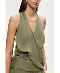 Nocturne Women's Asymmetric Halter Wrap Top
