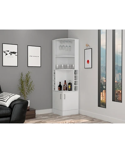 flynama Corner Bar Cabinet with 3 Cabinets 12 Wine Rack