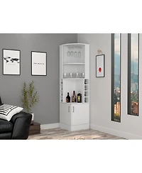 flynama Corner Bar Cabinet with 3 Cabinets 12 Wine Rack