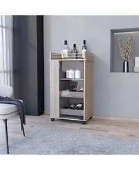 flynama Glass Door Bar Cart with Bottle Holder and Casters