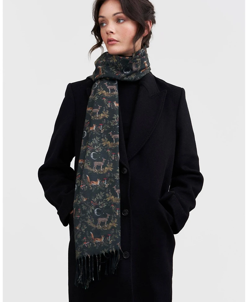 Fable England Into the Woods Green Tassel Scarf