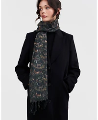 Fable England Into the Woods Green Tassel Scarf