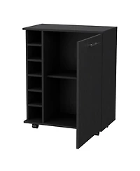 flynama Wenge 6-Bottle Rack Bar Cart with Concealed Storage