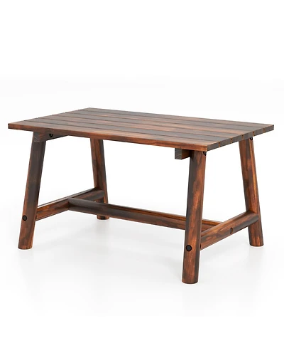 Slickblue Outdoor Table with Slatted Tabletop for Patio Garden Balcony