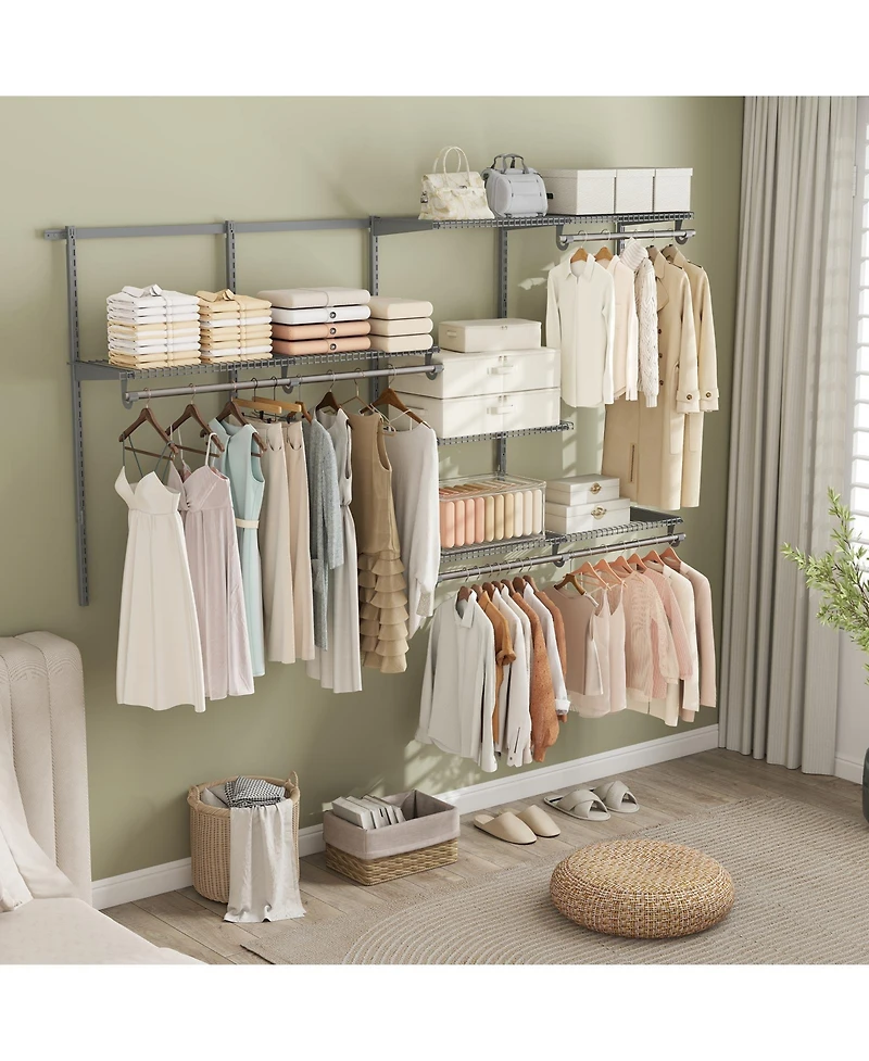 Gouun Closet with Dual Hanging Sections and Doors