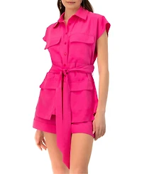 Ivonne Women's Cargo Shirt/Vest with Waist Tie