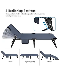 Gnuadz Folding Camping Bed Reclining Lounger With Mattress Pillow Camping Outdoor Recreation Gear