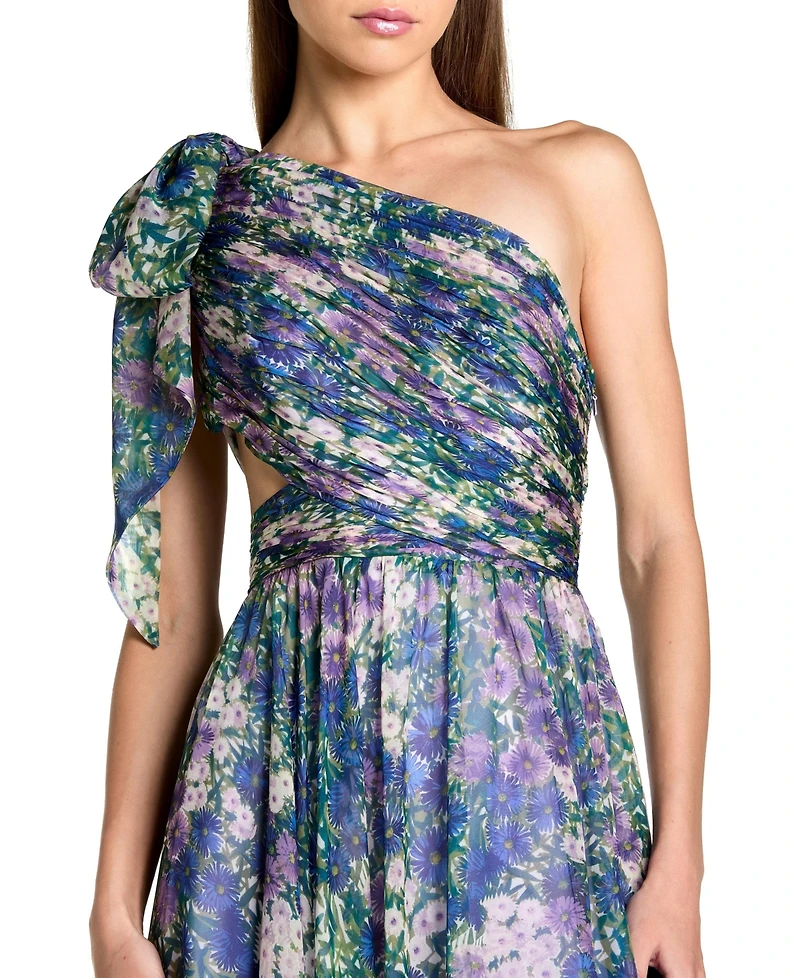 Mac Duggal Women's One Shoulder Floral Maxi Gown with Side Cutout