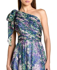Mac Duggal Women's One Shoulder Floral Maxi Gown with Side Cutout