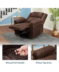 gaomon Corduroy Recliner Chair, Manual Sofa with Handle, Pillow Top Arms, Thick Padding, Side Pocket